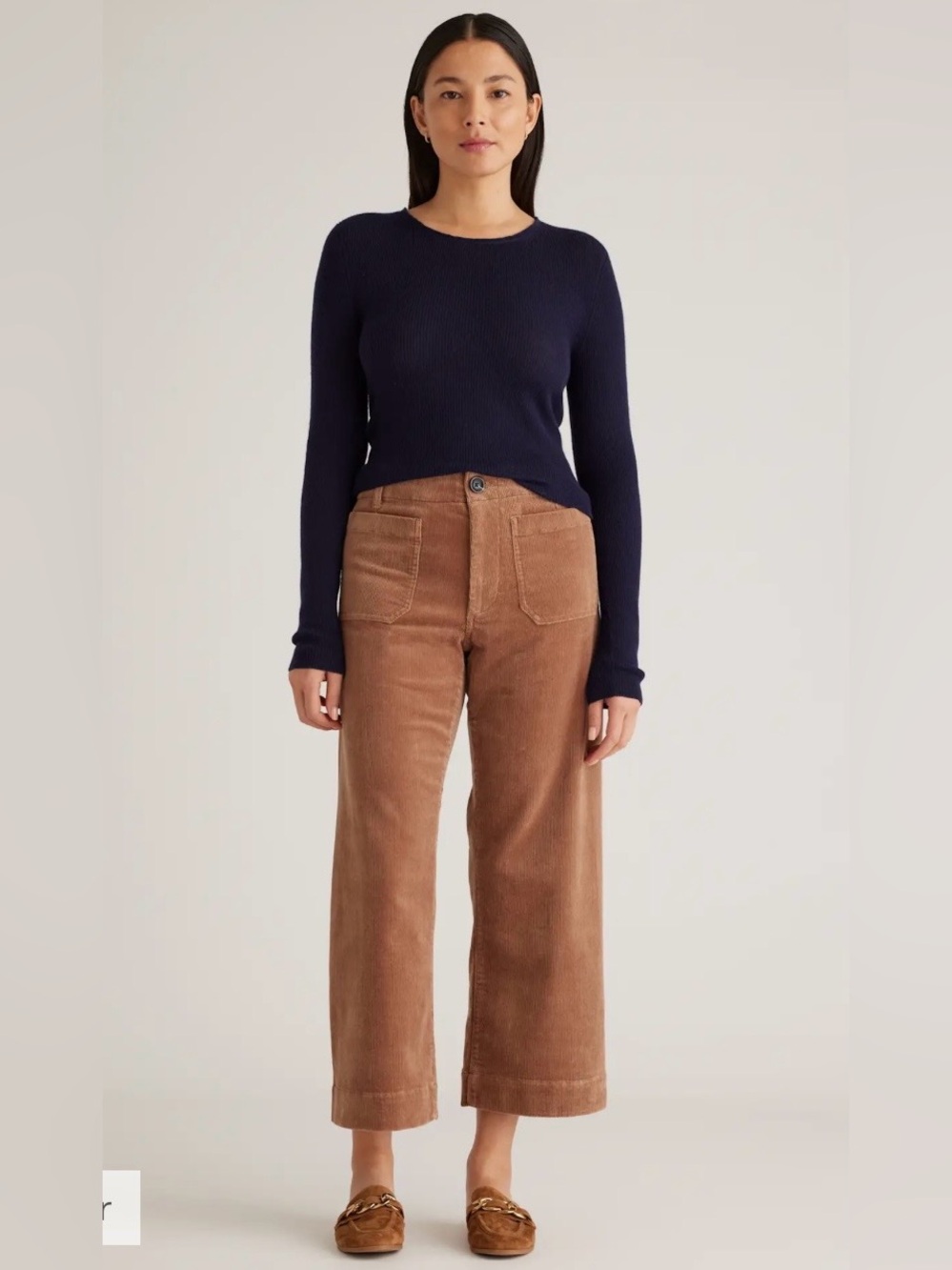Quince Brown Corduroy Cropped Wide-Leg Jeans